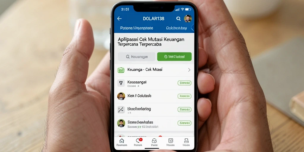 Tampilan antarmuka utama DOLAR138 yang menampilkan informasi mutasi keuangan.
