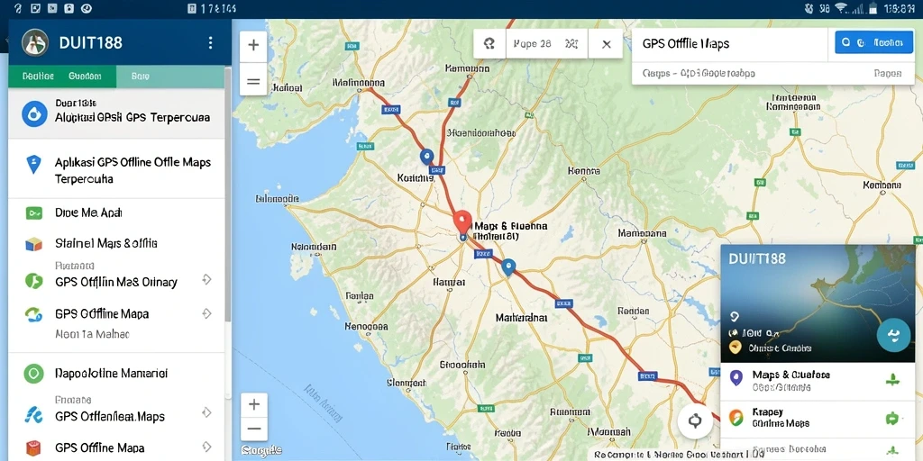 Antarmuka pengguna aplikasi GPS Offline Maps DUIT188 yang intuitif.