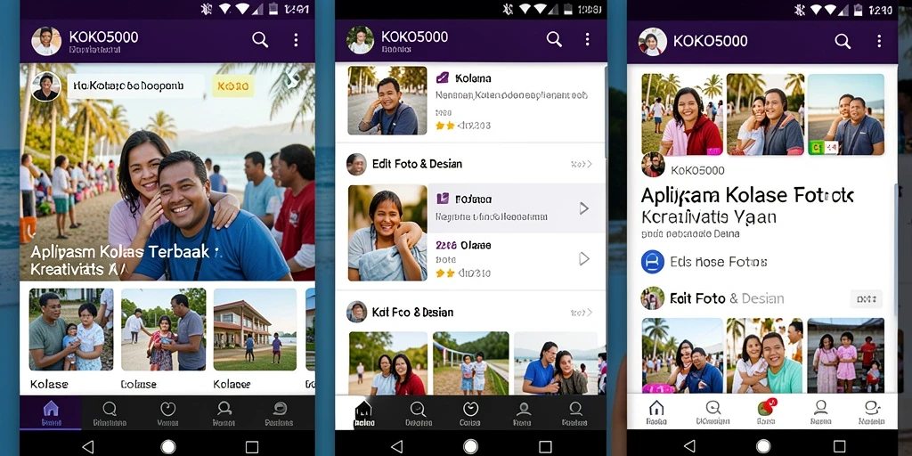 Antarmuka aplikasi KOKO5000 untuk kolase foto yang kreatif.