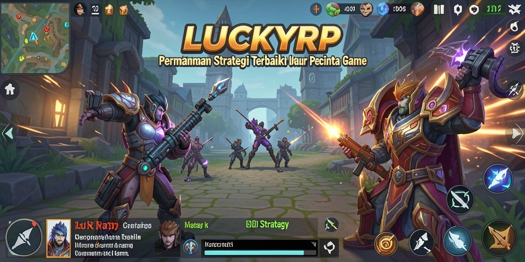 Tampilan antarmuka LUCKYRP yang menarik dengan elemen strategi.