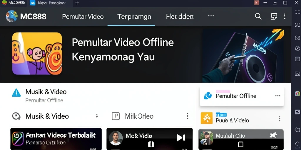 Tampilan antarmuka user-friendly aplikasi Pemutar Video Offline MC888.