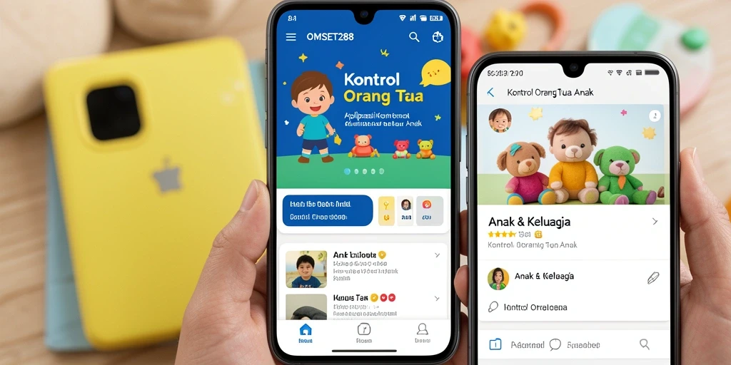 Screenshot aplikasi OMSET288 menunjukkan tampilan kontrol orang tua yang intuitif.