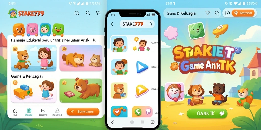 Tampilan antarmuka menarik dengan permainan edukasi untuk anak TK.