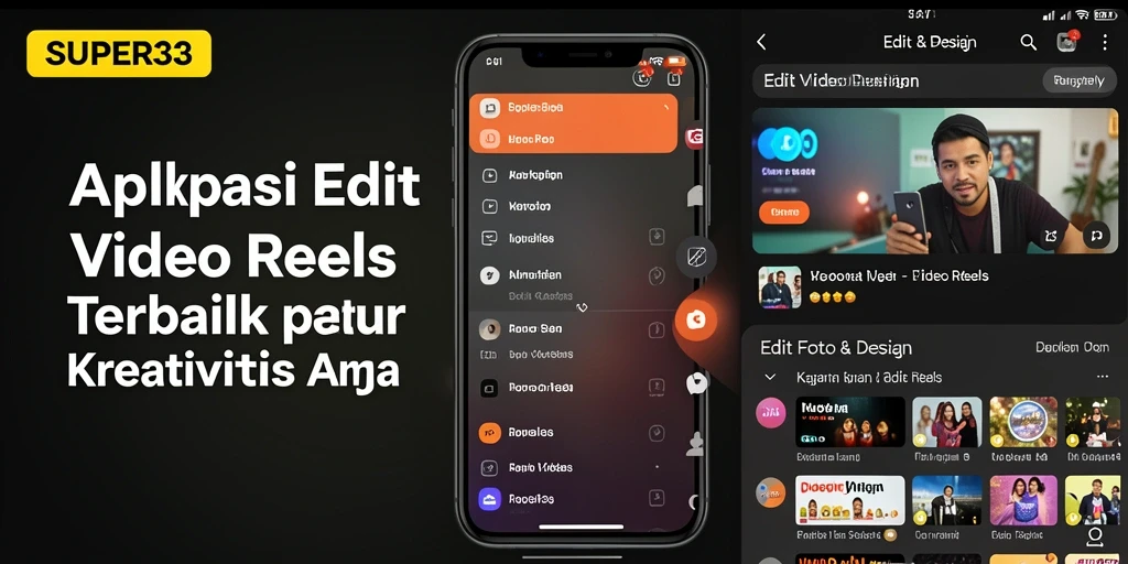 Antarmuka SUPER33 saat mengedit video reels yang menarik.